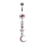 WildKlass Jewelry Beaming Stars and Moon 316L Surgical Steel Belly But