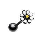Black Daisy Flower Barbell WildKlass Tongue Ring