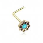 WildKlass Jewelry Golden Lotus Opal Sparkle Filigree Icon L-Shaped Nos