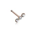 Rose Gold Triple Linear Gem WildKlass Nose Stud Ring