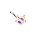 Rose Gold Iridescent Cat Silhouette Face WildKlass Nose Stud Ring