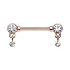 Rose Gold Bezel Dangle Drop WildKlass Nipple Barbell Ring