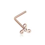 Rose Gold Trinity Icon Sparkle L-Shaped Nose Ring 316L Surgical Steel