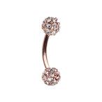 Rose Gold Pave Diamond Full Dome Cluster WildKlass Curved Barbell Eyeb