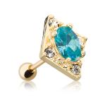 Golden Aqua Diamond Ornate WildKlass Cartilage Tragus Earring
