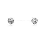 Pave Diamond Full Dome Cluster WildKlass Nipple Barbell Ring (Silver C