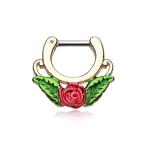 Septum Clicker 16g 1/4" 6mm Golden Rose Blossom Icon Earring Jewelry N
