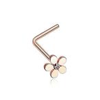 Rose Gold Grand Plumeria L-Shaped Nose Ring 316L Surgical Steel