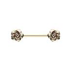 Vintage Rose Flower WildKlass Nipple Barbell Ring (Gold)