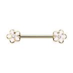 Golden Plumeria Petal Flower WildKlass Nipple Barbell Ring