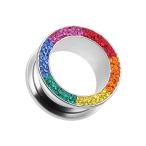 Multi-Sprinkle Dot Rainbow Multi Gem Screw-Fit Ear Gauge WildKlass Tun