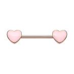 Rose Gold True Love Enamel Heart Inlay WildKlass Nipple Barbell Ring