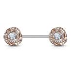 WILDKLASS CZ Paved with Round CZ Center Rose Blossom Ends 316L Surgica