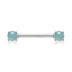 Double Prong Opal Gem WildKlass Nipple Barbell Ring (Pacific Opal)