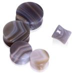 WildKlass Jewelry Natural Grey Agate 1" (25mm) Saddle PlugSold as Pair