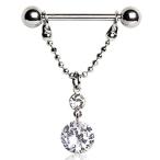 WildKlass Jewelry 316L Surgical Steel Nipple Ring with Two Round Gems