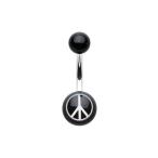 WildKlass Jewelry Classic Peace Acrylic Steel Belly Button Ring