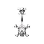 Double Pirate Skull WildKlass Belly Button Ring