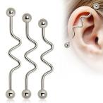 WildKlass Jewelry 316L Surgical Steel Industrial Barbell with Curves (