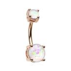 WildKlass 14 Gauge Rose Gold Opal Sparkle Belly Button Ring