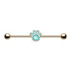 Golden Animal Lover Opal Paw Print WildKlass Industrial Barbell