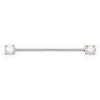 Double Prong Opal Gem WildKlass Industrial Barbell (White)