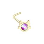 Golden Iridescent Cat Silhouette Face WildKlass L-Shape Nose Ring