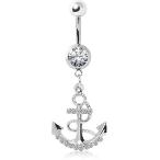 WildKlass Jewelry Navel Ring with Gemmed Anchor with Rope 316L Surgica