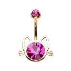 Golden Cat Face Silhouette Non Dangle WildKlass Belly Button Ring