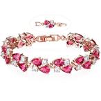 GULICX Rose Gold Tone Women Tennis Bracelet Sparkle Double Drop Cubic