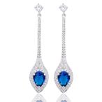 GULICX Pear Tear Drop Sapphire Color Crystal Zircon Blue Long Dangle E