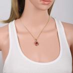 GULICX Yellow Gold Tone Artistic Ruby Color Red CZ Chic Pendant Neckla