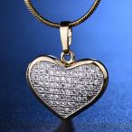GULICX Gold Tone Gift Clear White Full Pave Cubic Zirconia Lover Heart
