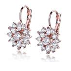 GULICX Women Rose Gold Color Marquise Round Cubic Zirconia Cluster Hoo