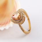 GULICX Cubic Zirconia Solitaire Party Ring Teardrop Light Brown CZ Ann