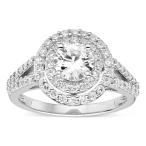 Forever Classic Round Cut 6.0mm Moissanite Halo Ring-size 9, 1.42cttw