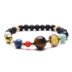 Jovivi 3pcs Natural Lava Stones Solar System Bracelet Universe Galaxy