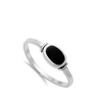 Women's Simple Simulated Black Onyx Unique Ring New .925 Sterling Silv