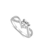 White CZ Heart Twist Infinity Purity Ring .925 Sterling Silver Band Si