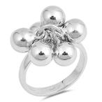 Bead Ball and Chain Hanging Charm Ring New .925 Sterling Silver Band S