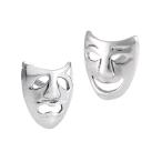 Happy Comedy Tragedy Cutout Faces .925 Sterling Silver Sad Mask Stud E