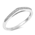 Clear CZ Raised Wedding Ring New .925 Sterling Silver Curved Band Size