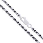 Sterling Silver Diamond-Cut Oxidized Rope Chain 2.3mm 925 Antiqued Nec