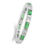 Sterling Silver Women's Simulated Emerald Eternity Ring Unique 925 Ban