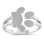 Puppy Paw Print Foot Dog Animal Ring .925 Sterling Silver Pet Band Siz