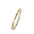 Gold-Tone Eternity Stackable Clear CZ Ring .925 Sterling Silver Band S
