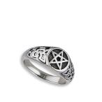 Filigree Pentagram Star Cute Fashion Ring New Stainless Steel Band Siz