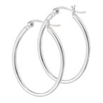Classic High Polish Oval Hoop Simple .925 Sterling Silver Formal Shiny