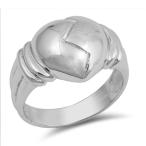 High Polish Cracked Heart Promise Ring New .925 Sterling Silver Band S