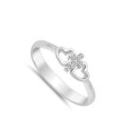 Clear CZ Cross Infinity Heart Promise Ring .925 Sterling Silver Band S